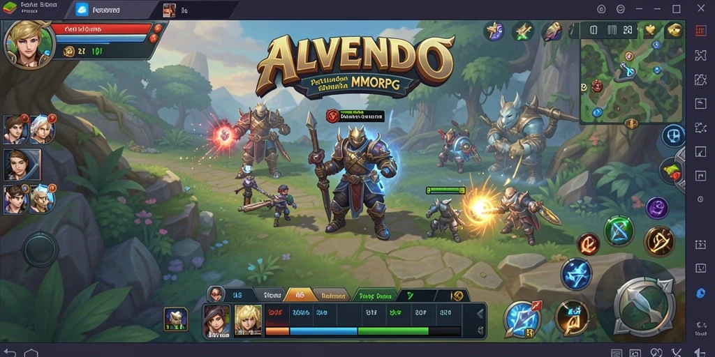 Tampilan gameplay ALVENDO saat berpetualang di dunia MMORPG.