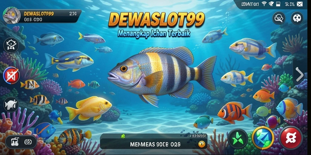 Screenshot gameplay DEWASLOT99 menampilkan aksi seru menangkap ikan.