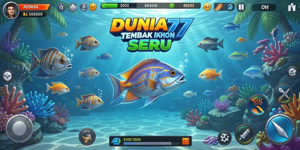 Tangkapan layar gameplay seru DUNIA77 Tembak Ikan.