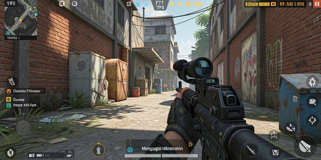 Screenshot dari gameplay F7F7 yang menampilkan aksi tembak-menembak intens.