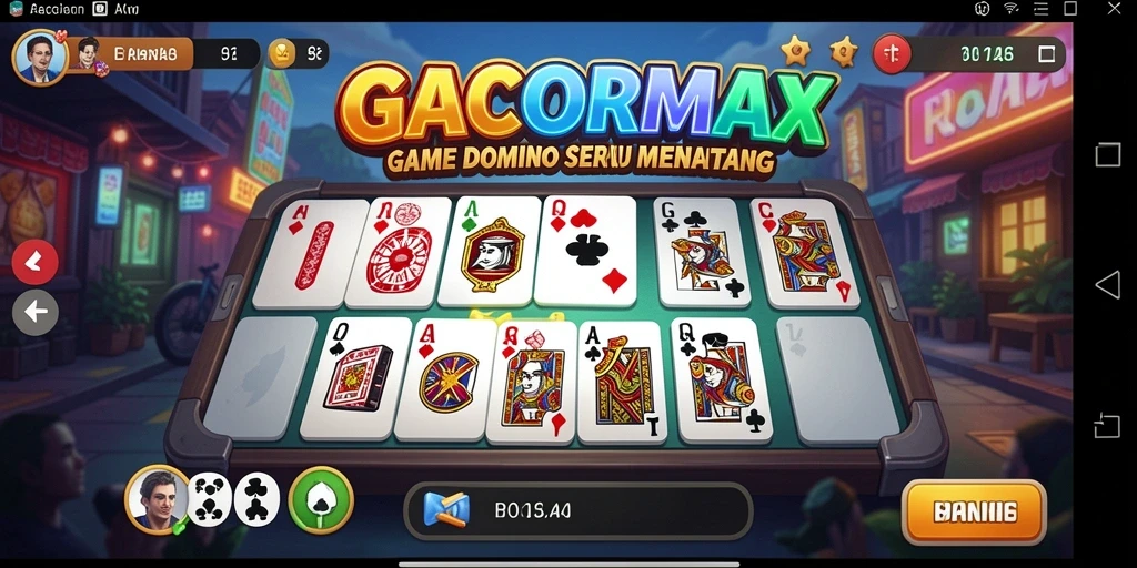 Screenshot GACORMAX menampilkan suasana permainan Domino yang seru.