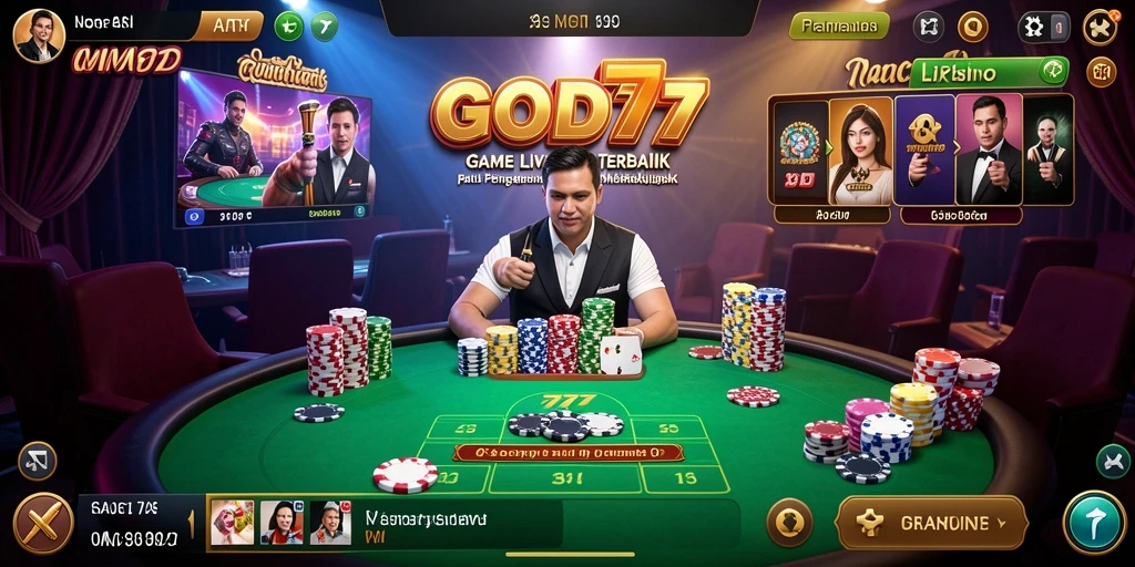 Tampilan gameplay Live Casino GOD77 yang menakjubkan dan interaktif.