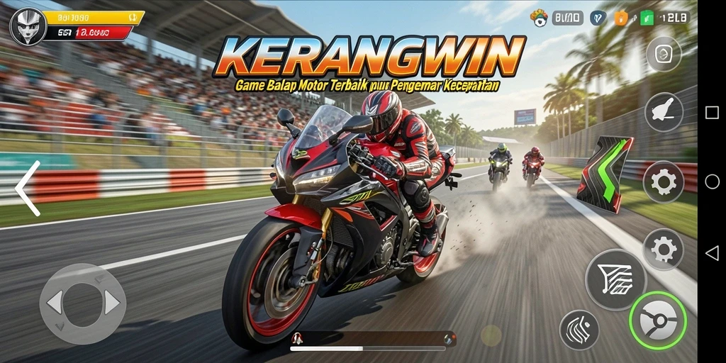 Tampilan dinamis dari gameplay balap motor yang mendebarkan.
