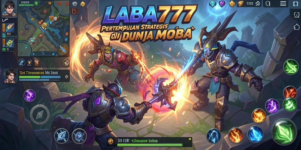 Tangkapan layar gameplay LABA777 menampilkan pertempuran seru dalam MOBA.