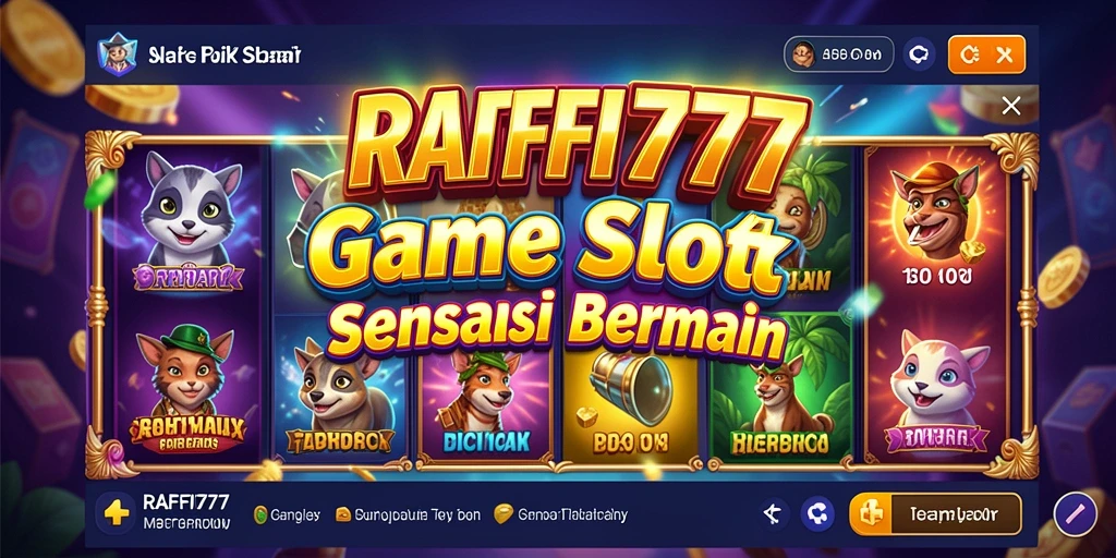 Screenshot gameplay RAFFI777 menampilkan keseruan permainan Slot yang colorful.