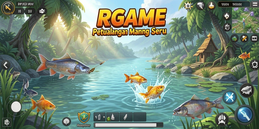 Tampilan gameplay RPGAME yang menampilkan keseruan memancing.