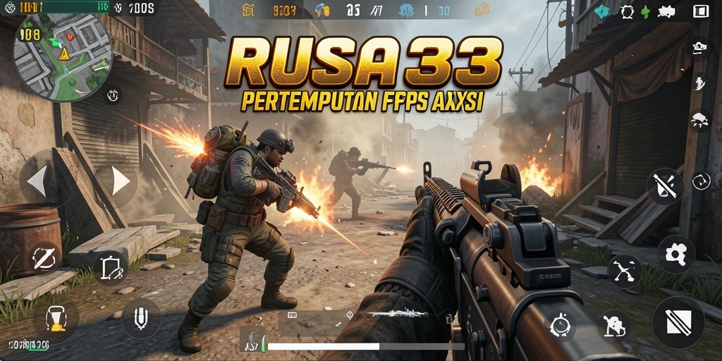 Screenshot gameplay yang intens dan penuh aksi dalam RUSA33.