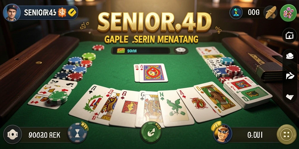 Screenshot gameplay SENIOR4D menampilkan aksi seru bermain Gaple.